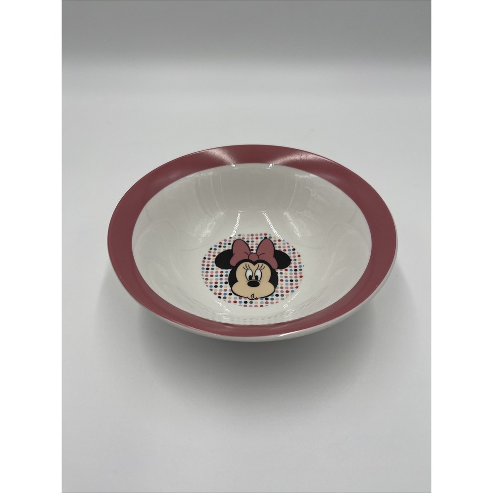 Authentic Disney Minnie Mouse Love‎ Ceramic Bowl 7"Pink Rim #05